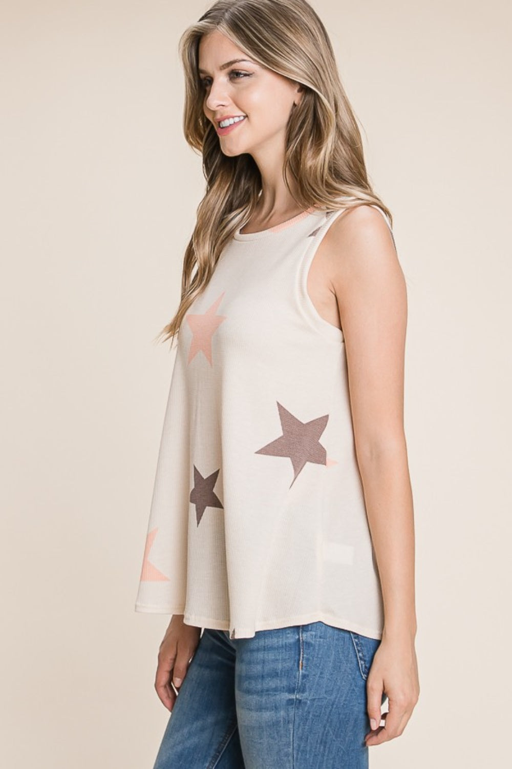 BOMBOM Star Print Round Neck Tank - AllIn Computer