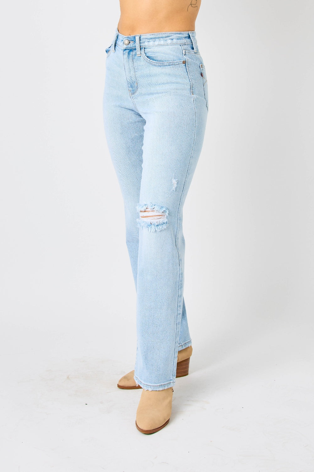 Judy Blue Full Size High Waist Distressed Straight Jeans - AllIn Computer