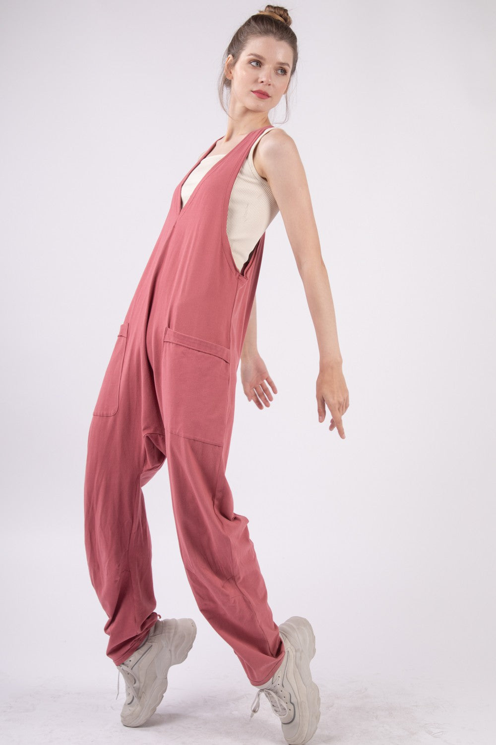 VERY J  Plunge Sleeveless Jumpsuit with Pockets - AllIn Computer