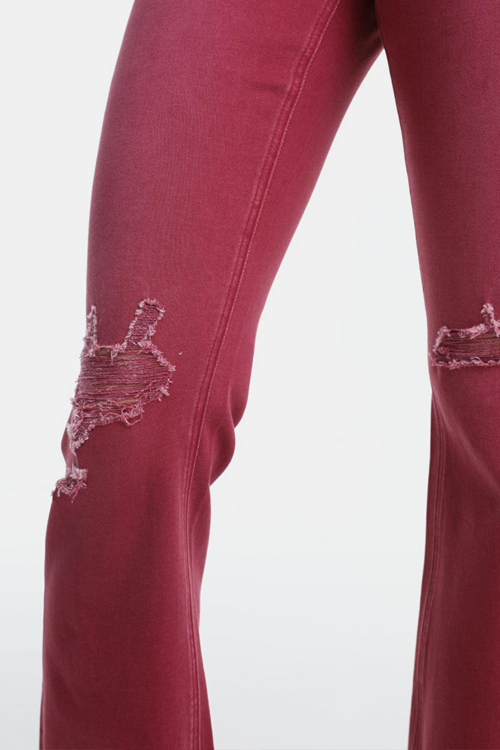 BAYEAS Full Size High Waist Distressed Raw Hem Flare Jeans - AllIn Computer