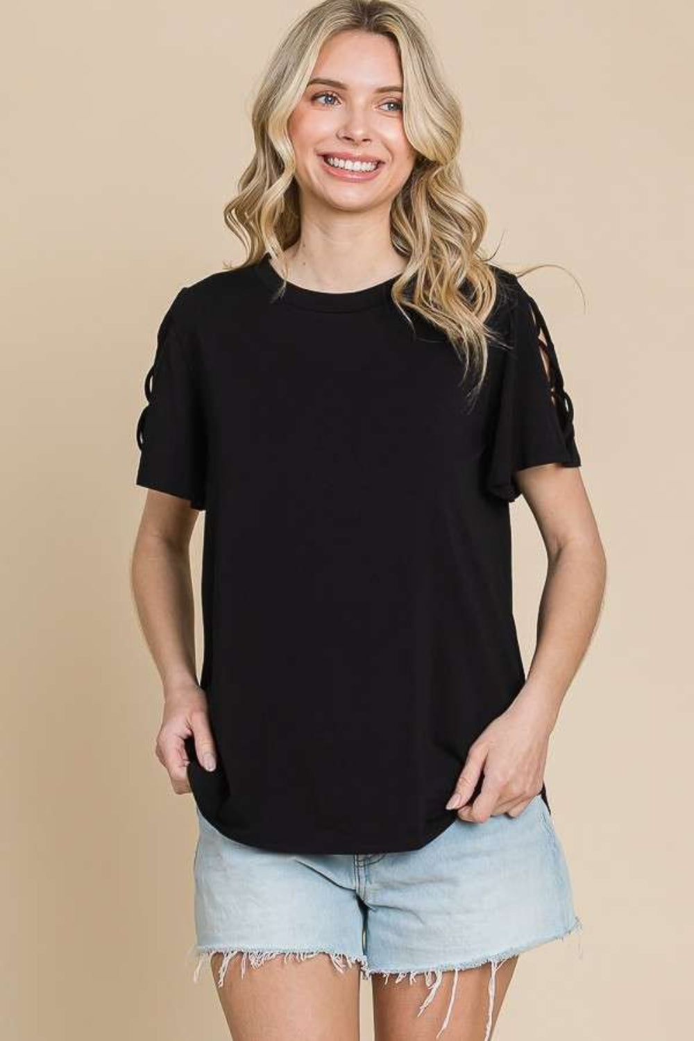 Culture Code Round Neck Crisscross Short Sleeve T-Shirt - AllIn Computer