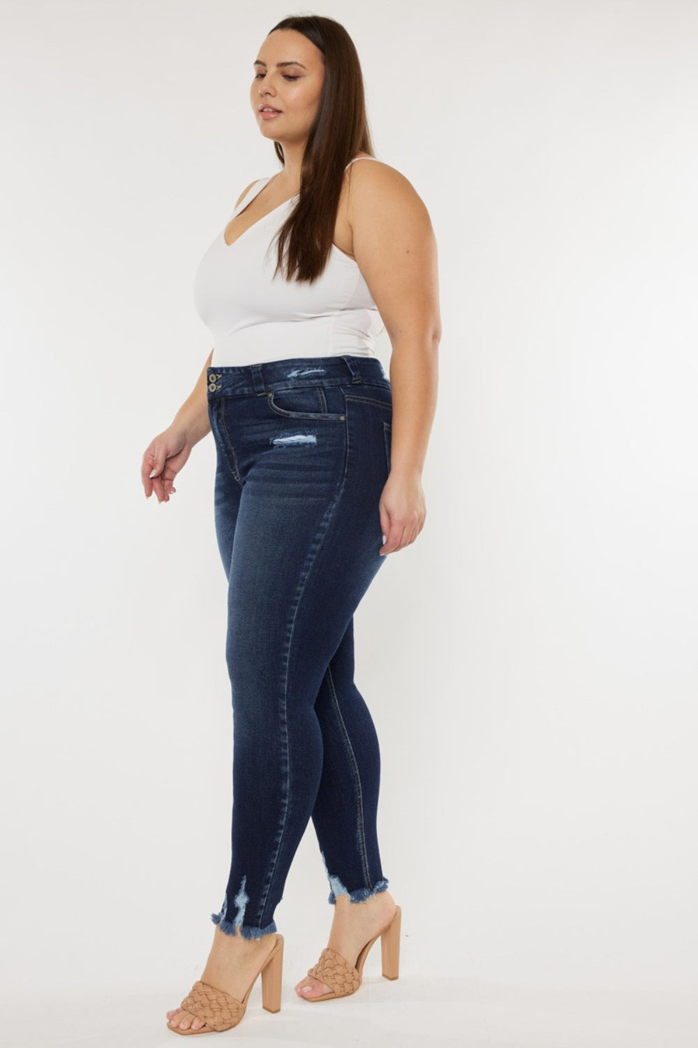 Kancan Full Size Cat's Whiskers Raw Hem High Waist Jeans - AllIn Computer