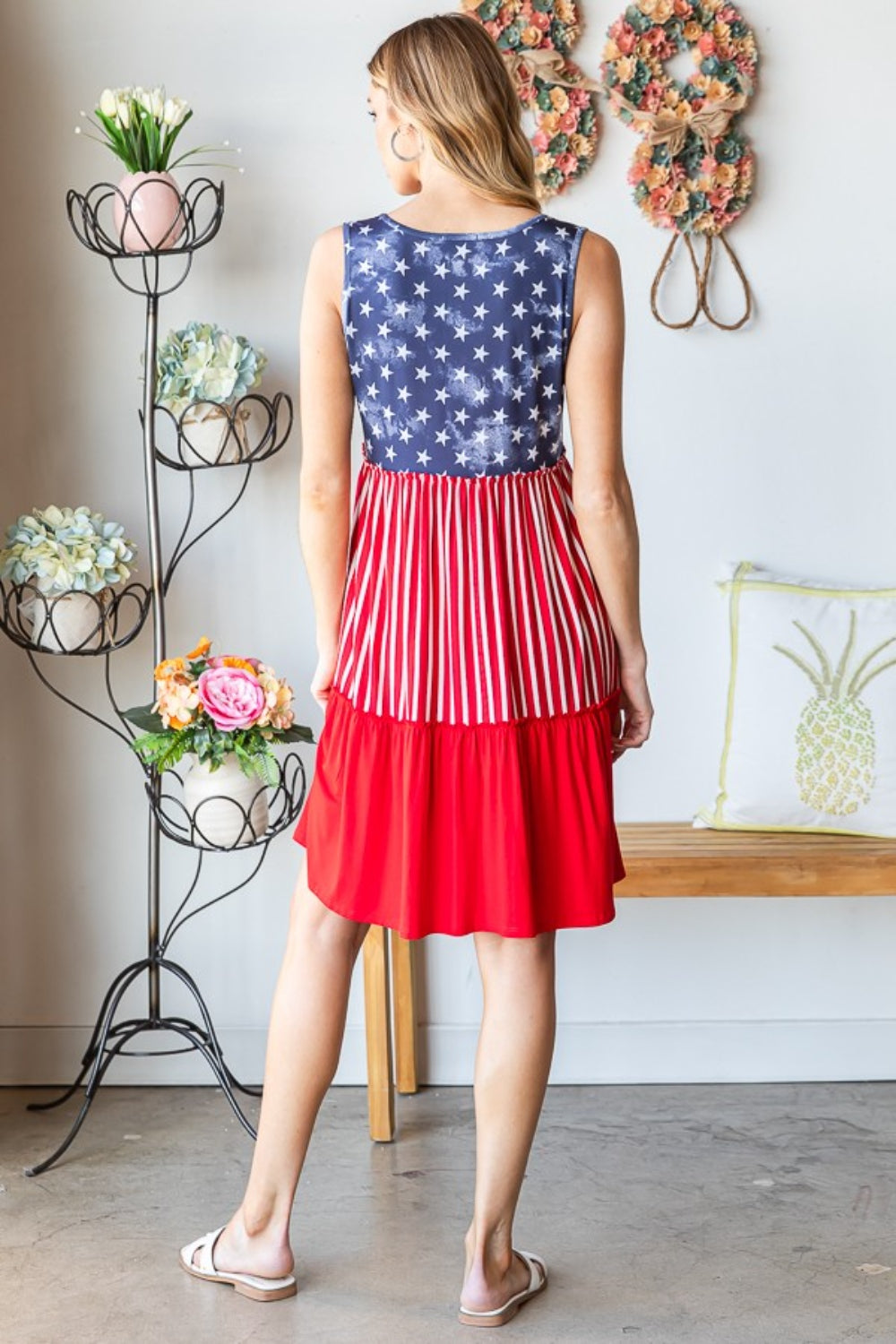 Heimish Full Size US Flag Theme Contrast Tank Dress - AllIn Computer