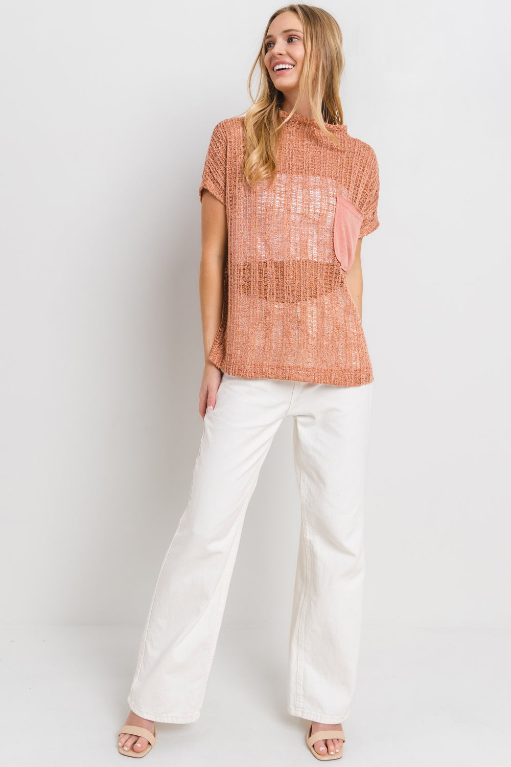 Ces Femme See Through Crochet Mock Neck Cover Up - AllIn Computer