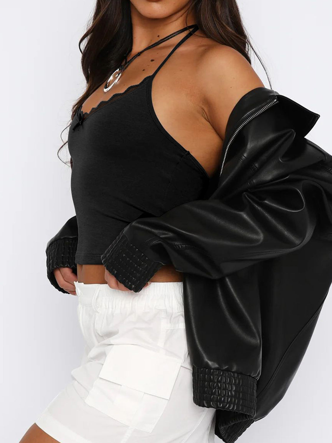 Lace Detail Halter Neck Cami - AllIn Computer