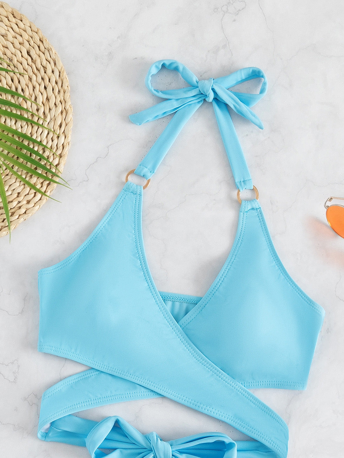 Crisscross Tied Top and Drawstring Shorts Swim Set - AllIn Computer
