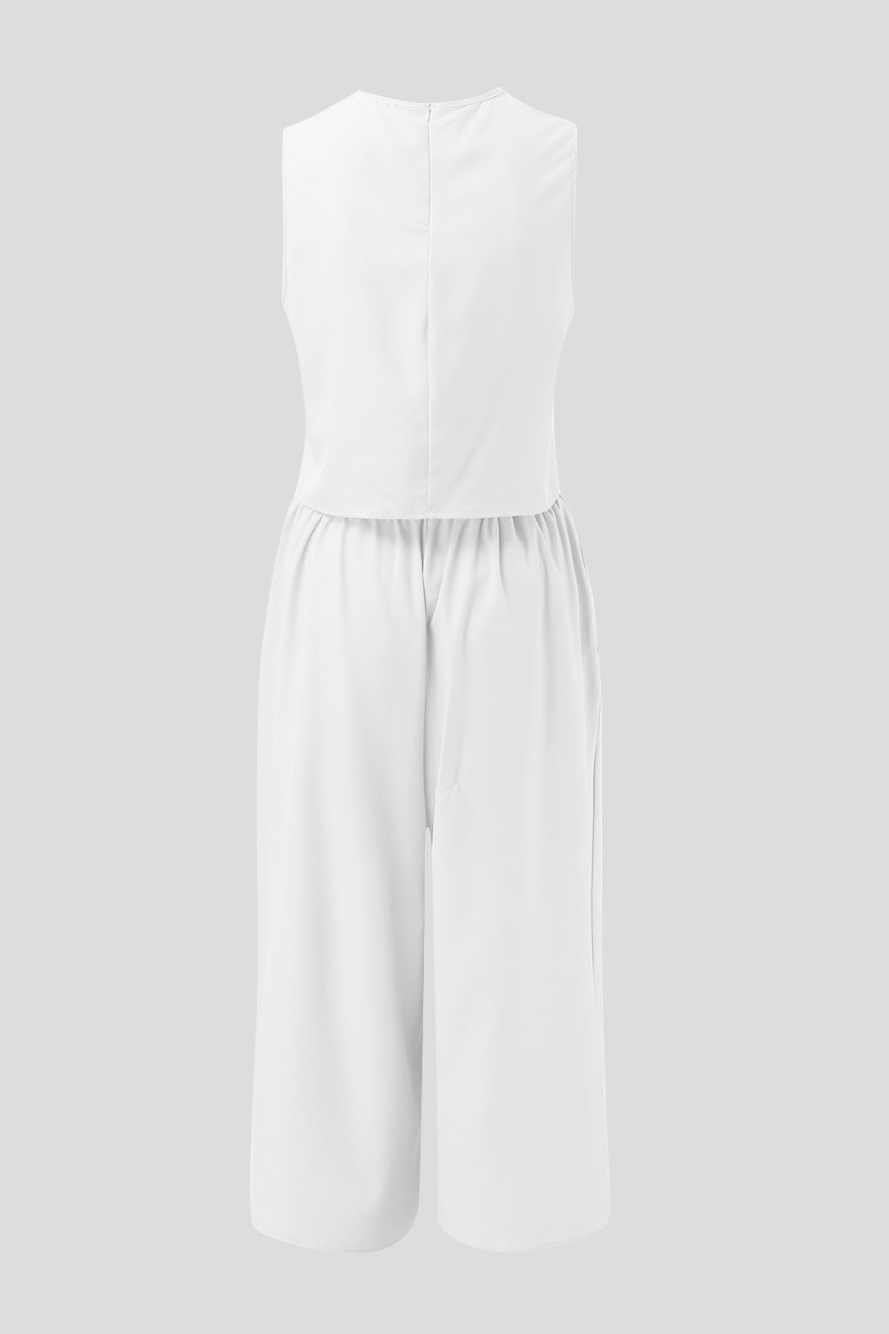 Round Neck Top and Wide Leg Pants Set - AllIn Computer