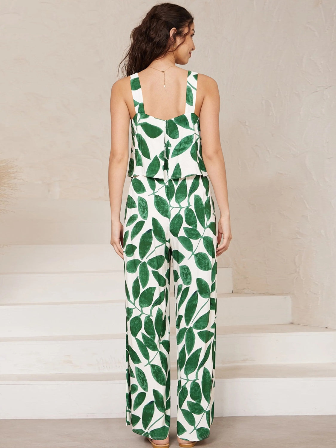 Printed Wide Strap Top and Pants Set - AllIn Computer