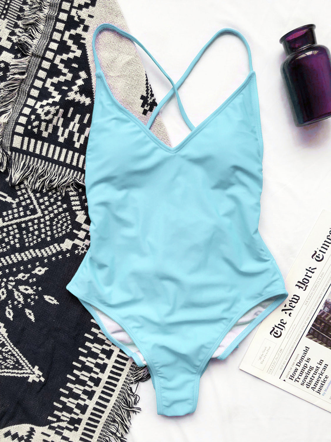 Crisscross Spaghetti Strap One-Piece Swimwear - AllIn Computer