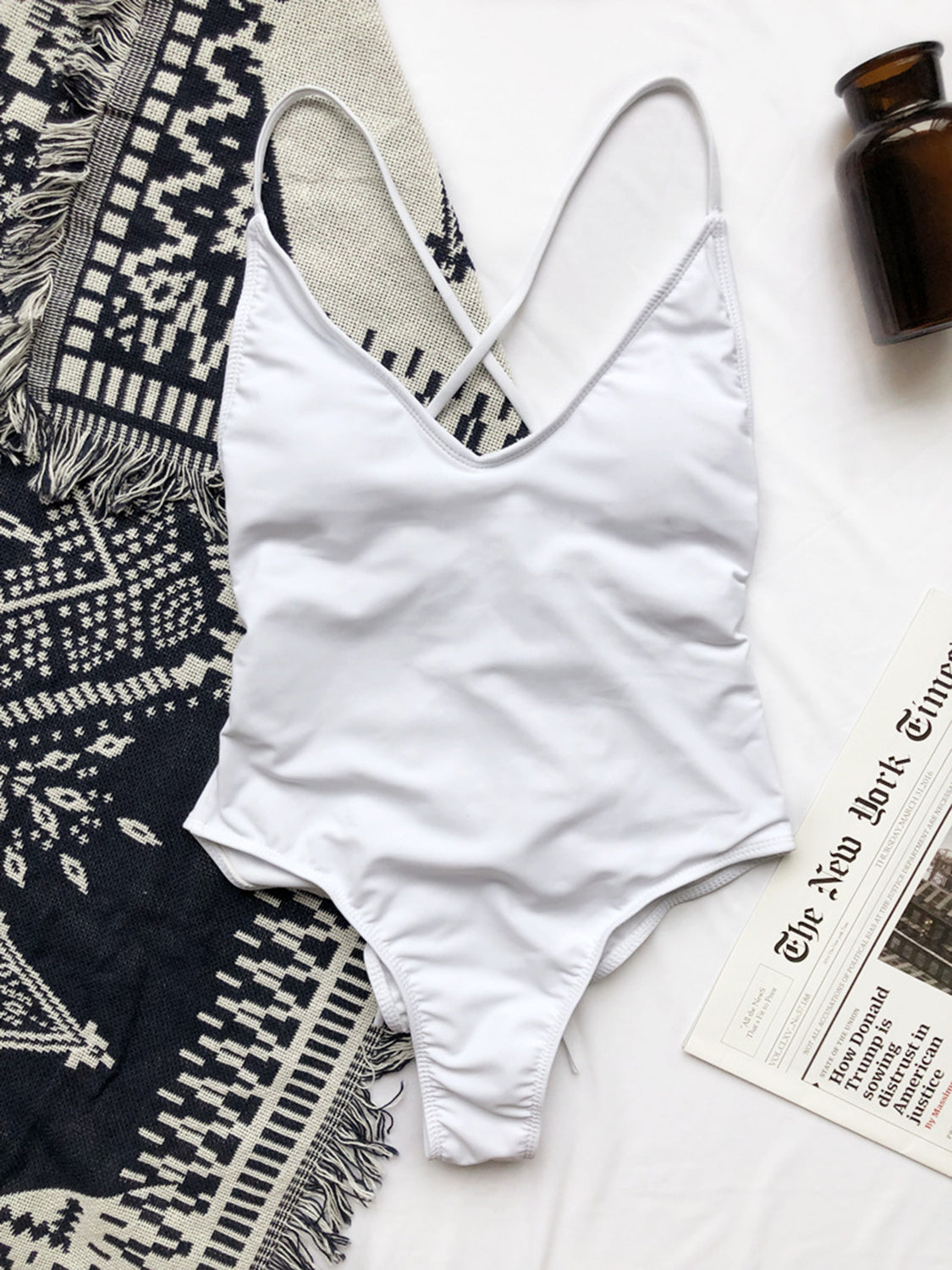 Crisscross Spaghetti Strap One-Piece Swimwear - AllIn Computer