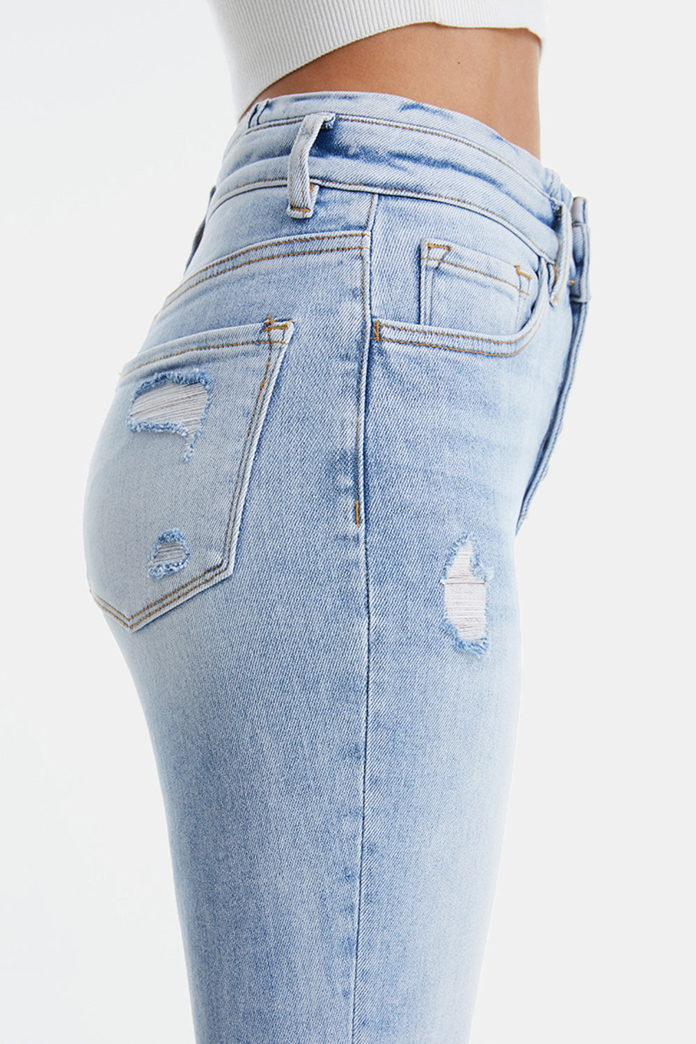 BAYEAS Full Size Distressed Raw Hem High Waist Flare Jeans - AllIn Computer