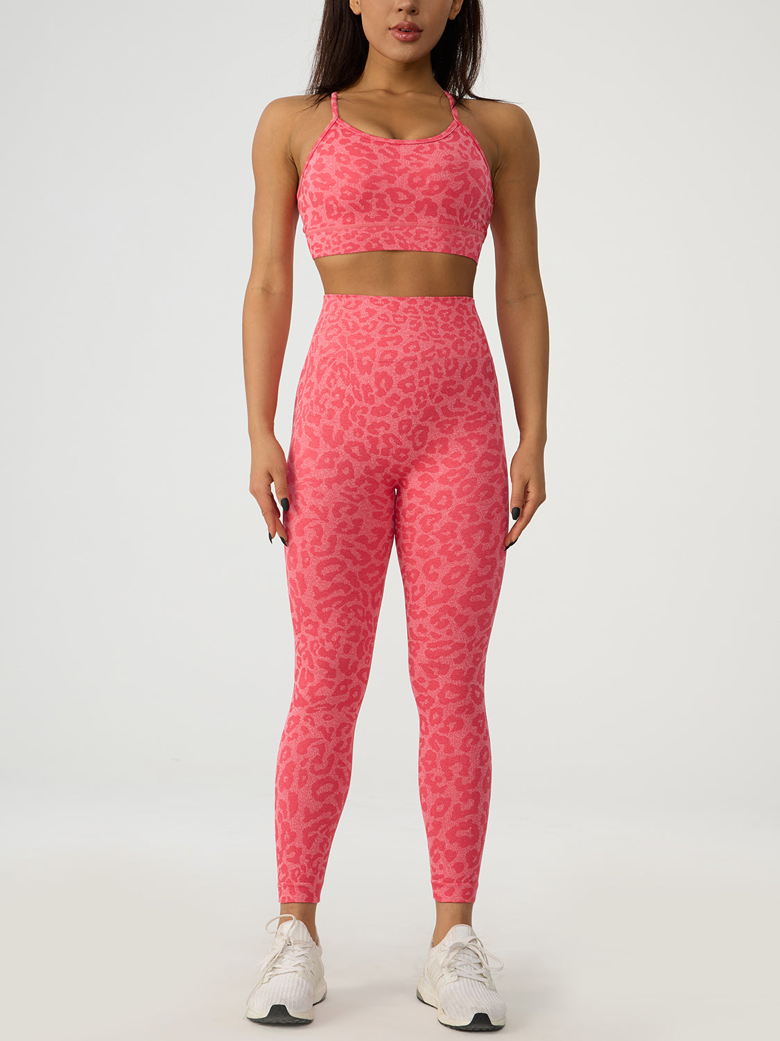 Leopard Crisscross Top and Leggings Active Set - AllIn Computer