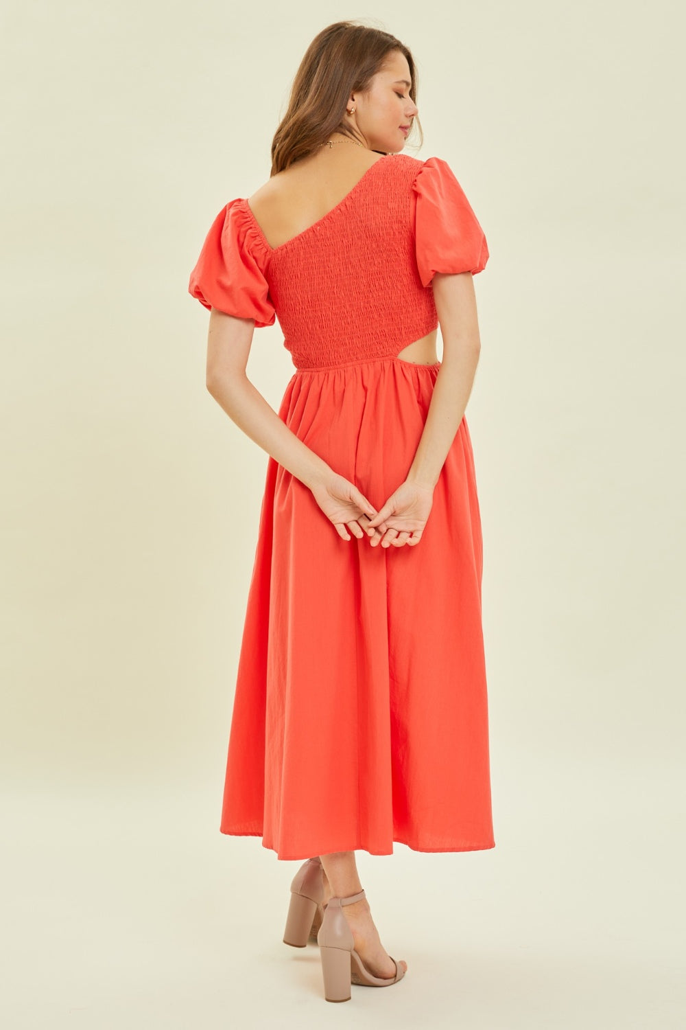 HEYSON Smocked Cutout Midi Dress - AllIn Computer