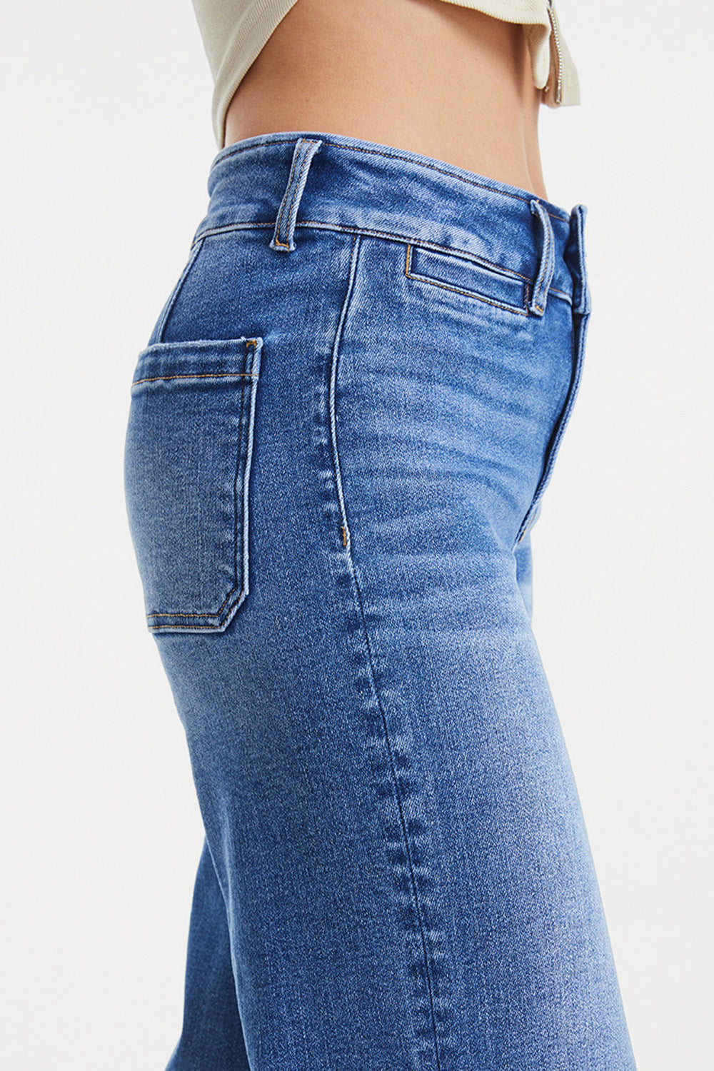 BAYEAS Full Size Raw Hem High Waist Wide Leg Jeans - AllIn Computer