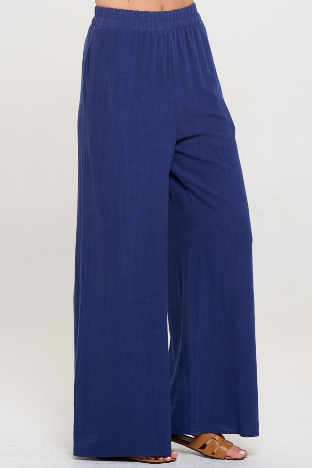 RENEE C Linen Wide Leg Pants with Pockets - AllIn Computer