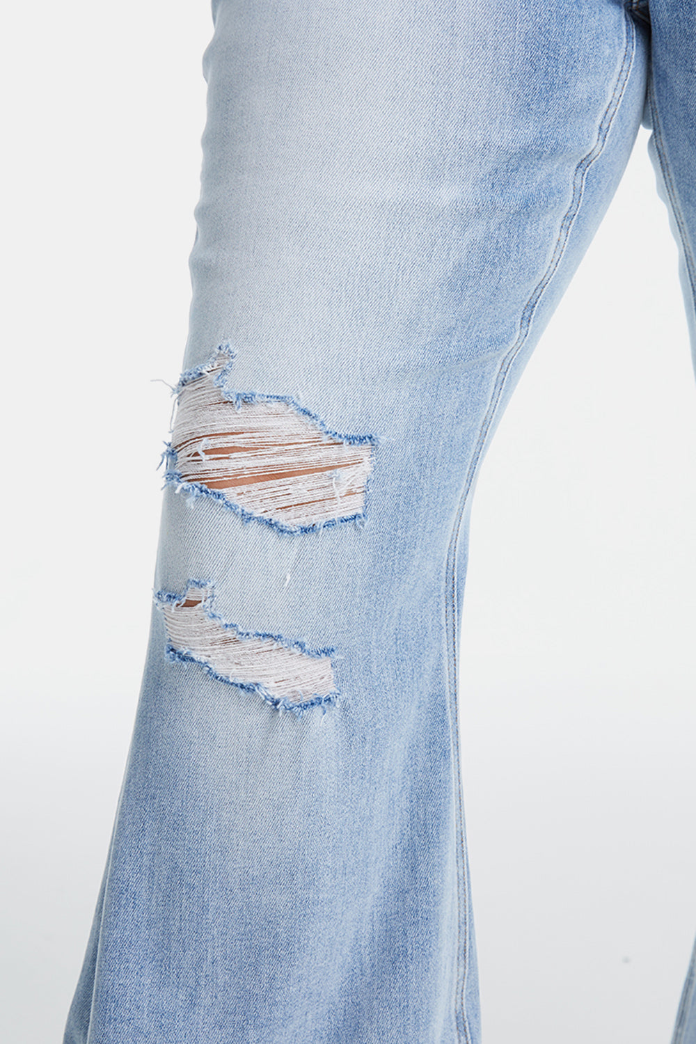BAYEAS Full Size Distressed Raw Hem High Waist Flare Jeans - AllIn Computer