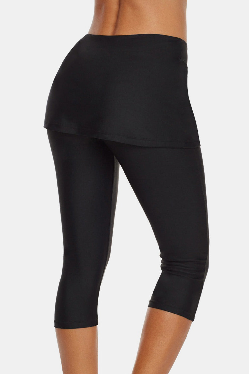 Drawstring Mid-Rise Waist Swim Capris - AllIn Computer