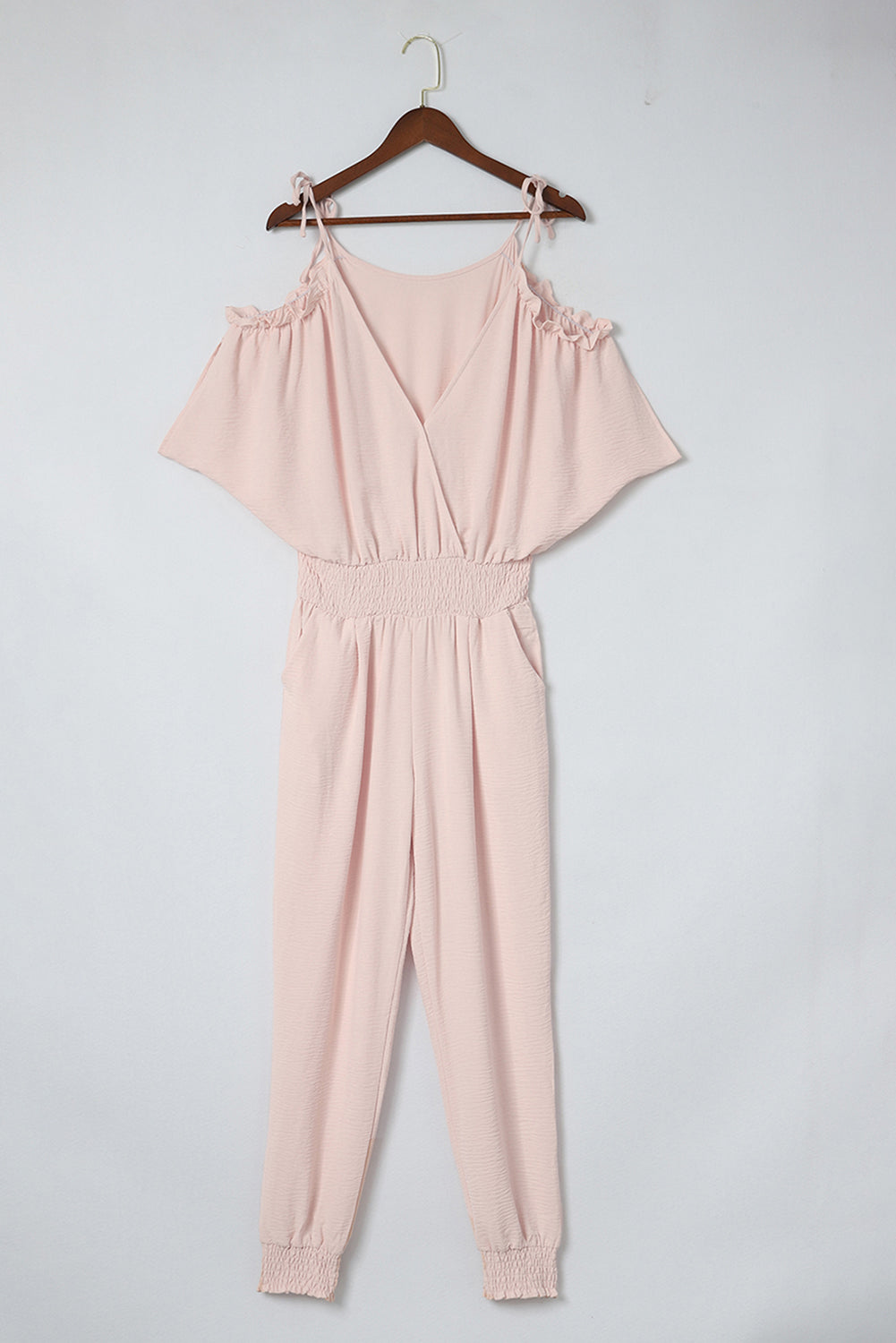 Frill Surplice Cold Shoulder Jumpsuit - AllIn Computer