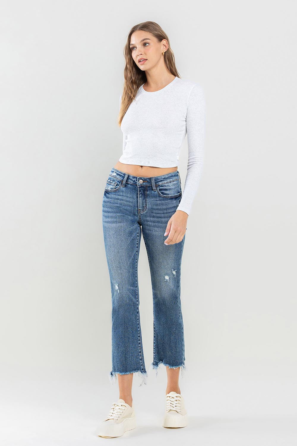 Lovervet Mid Rise Frayed Hem Jeans - AllIn Computer