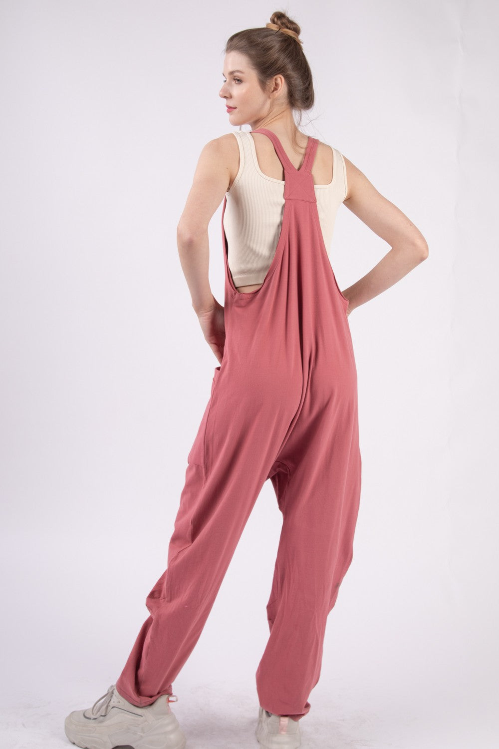 VERY J  Plunge Sleeveless Jumpsuit with Pockets - AllIn Computer
