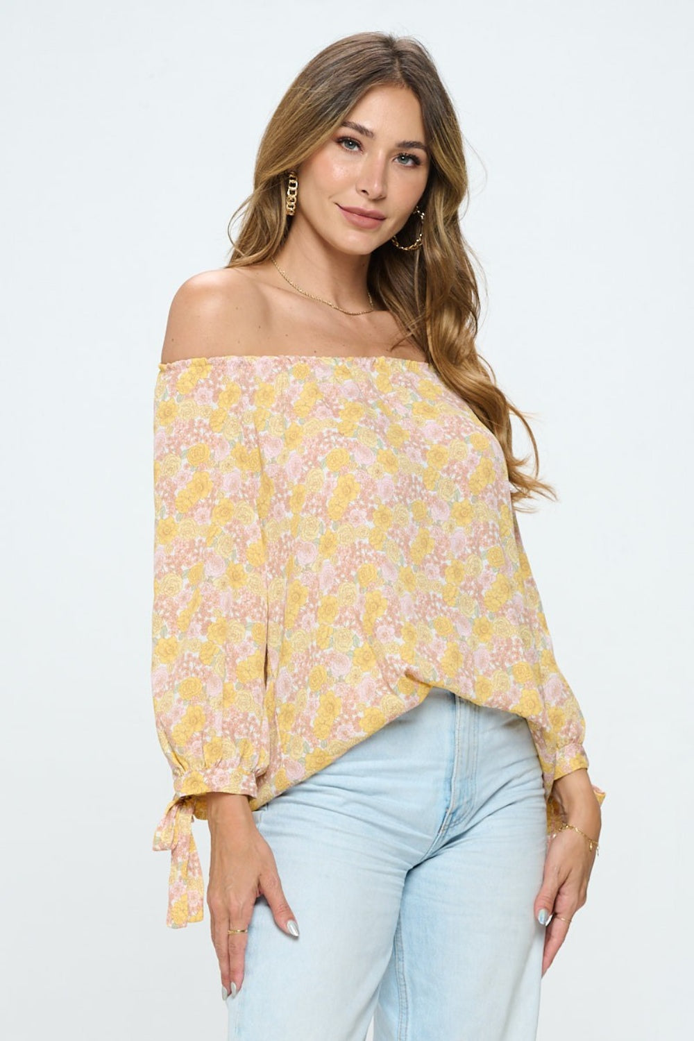 RENEE C Floral Off-Shoulder Long Sleeve Blouse - AllIn Computer