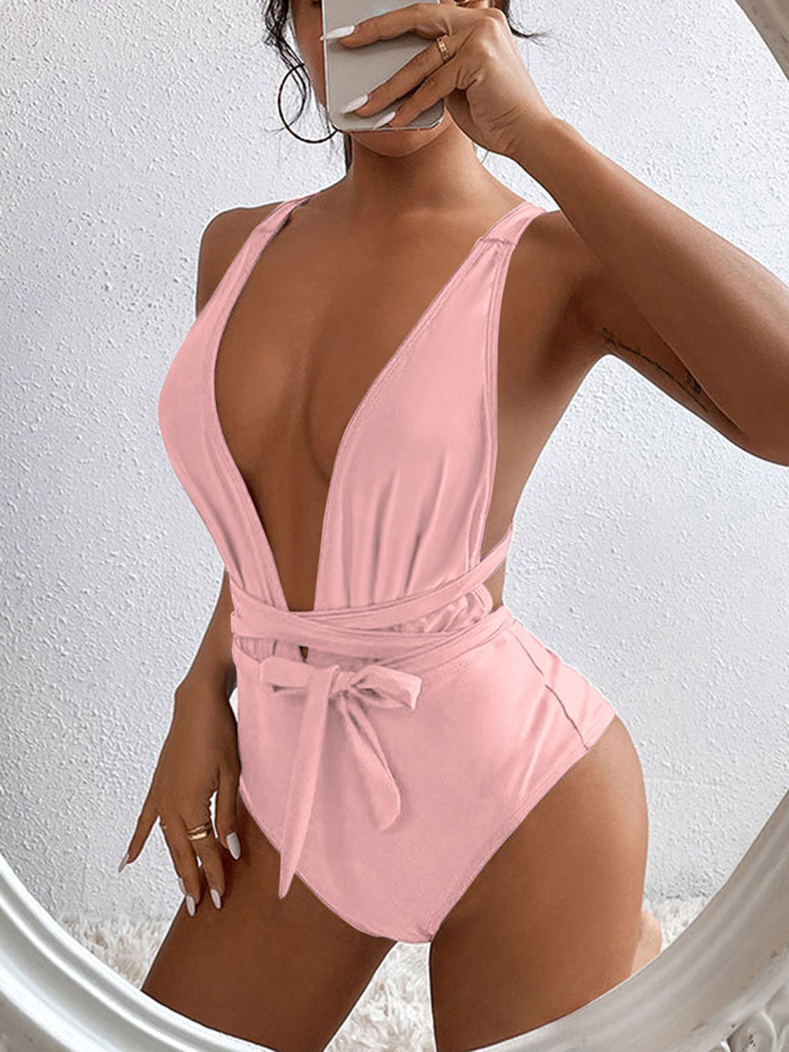 Tied Crisscross Wide Strap One-Piece Swimwear - AllIn Computer
