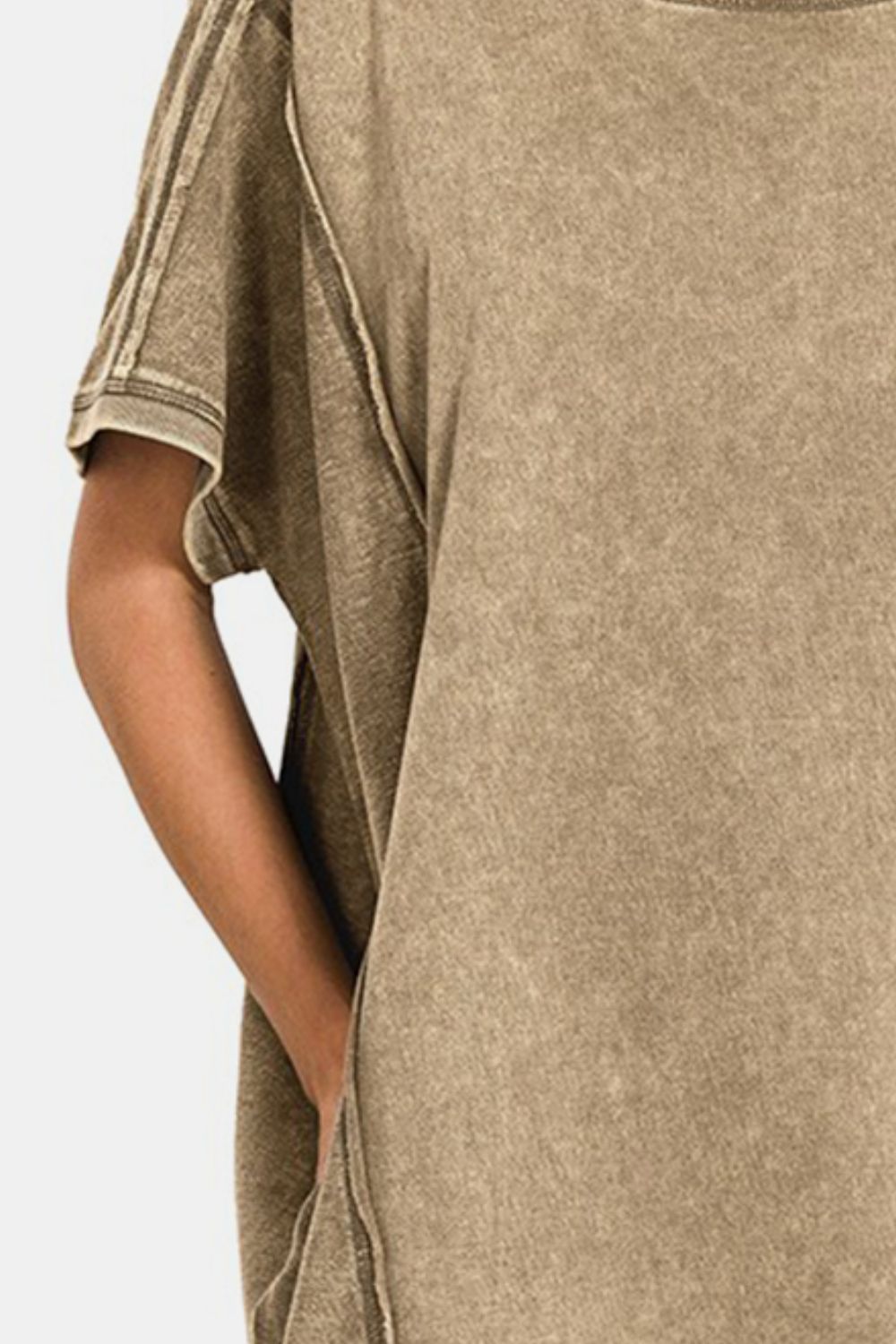 Zenana Washed Exposed Seam Mini Tee Dress - AllIn Computer