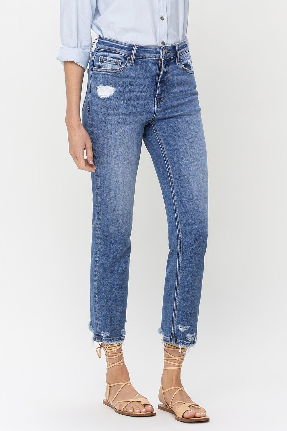 Lovervet High Rise Raw Hem Straight Jeans - AllIn Computer