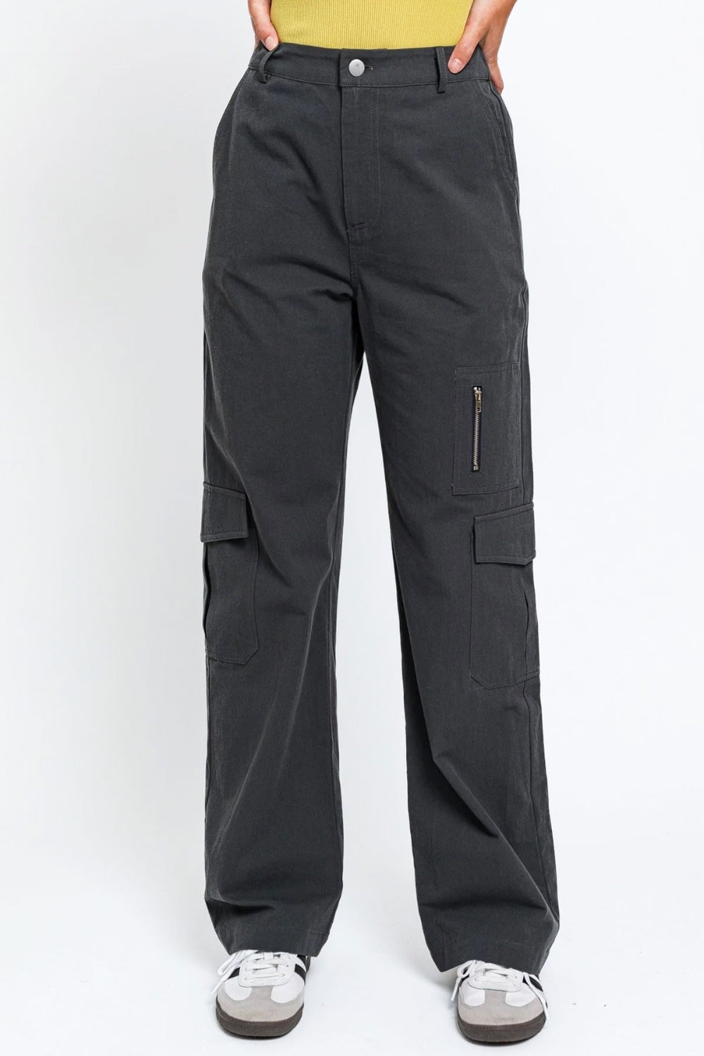 Tasha Apparel High Waist Wide Leg Cargo Pants with Pockets - AllIn Computer