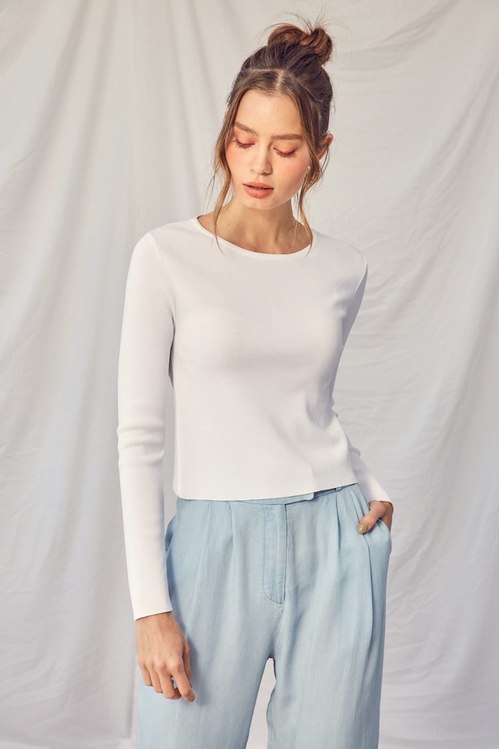 Idem Ditto Twisted Backless Long Sleeve Knit Top - AllIn Computer