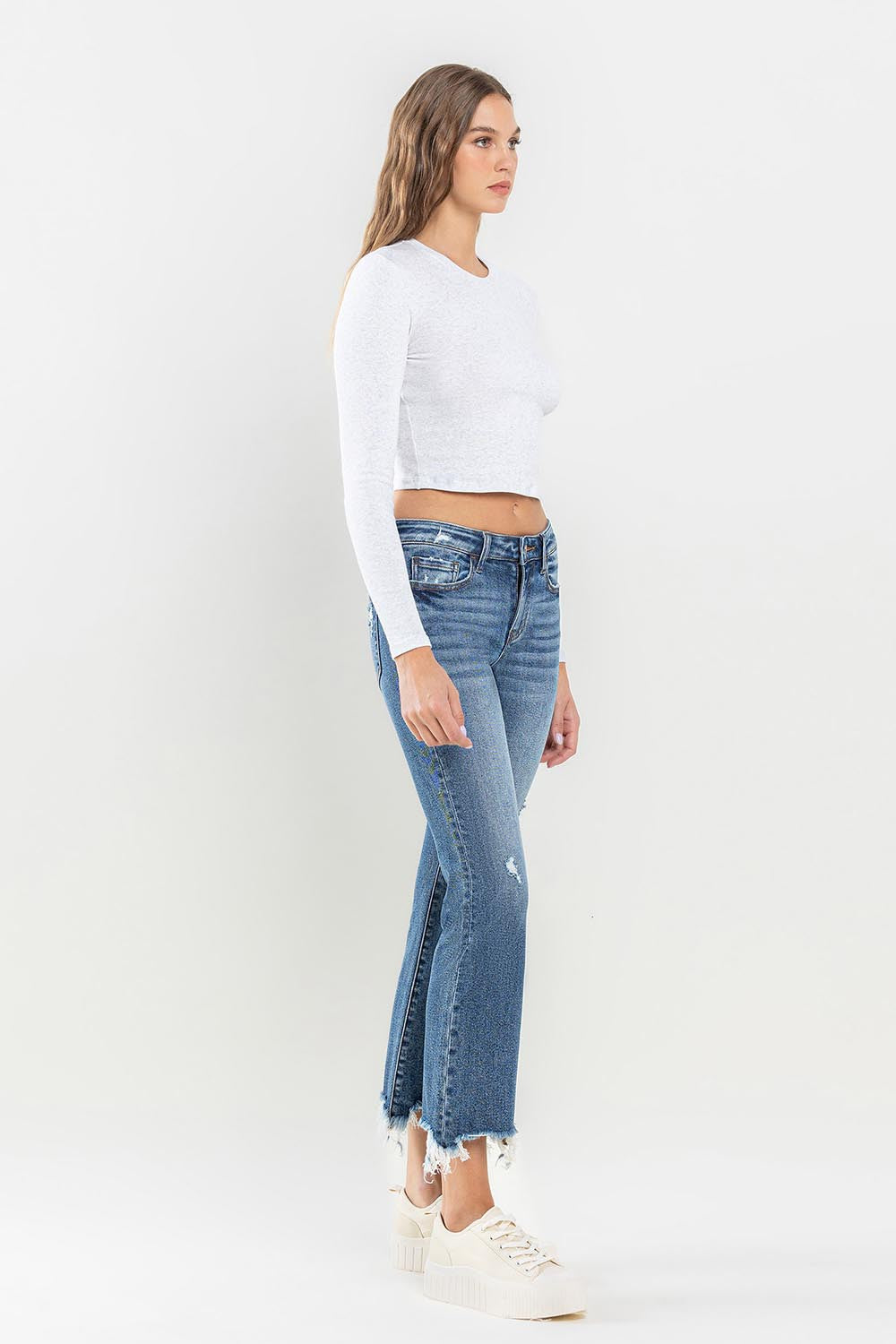 Lovervet Mid Rise Frayed Hem Jeans - AllIn Computer