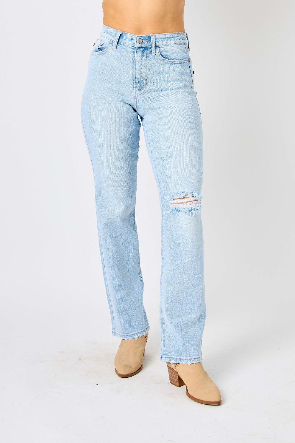 Judy Blue Full Size High Waist Distressed Straight Jeans - AllIn Computer