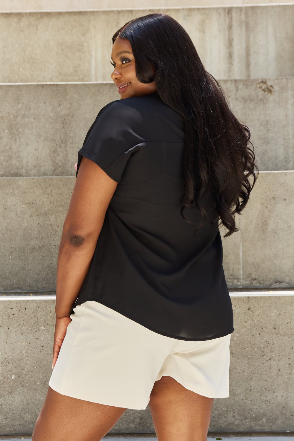 Sew In Love Shine Bright Full Size Center Mesh Sequin Top in Black/Mauve - AllIn Computer