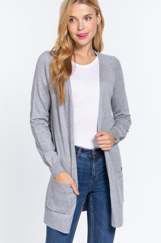 ACTIVE BASIC Open Front Long Sleeve Cardigan - AllIn Computer