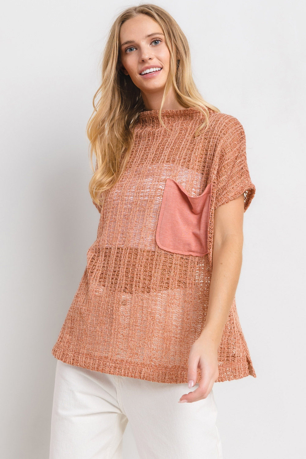 Ces Femme See Through Crochet Mock Neck Cover Up - AllIn Computer