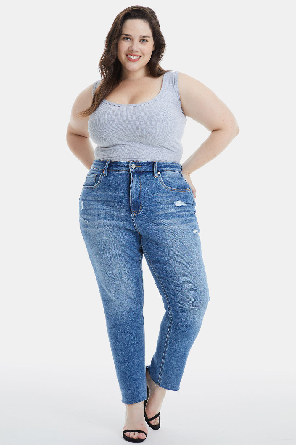 BAYEAS Full Size High Waist Distressed Raw Hew Skinny Jeans - AllIn Computer