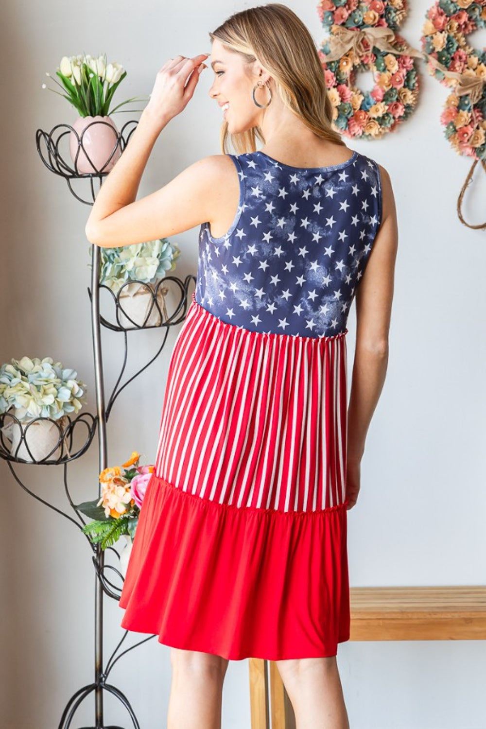 Heimish Full Size US Flag Theme Contrast Tank Dress - AllIn Computer