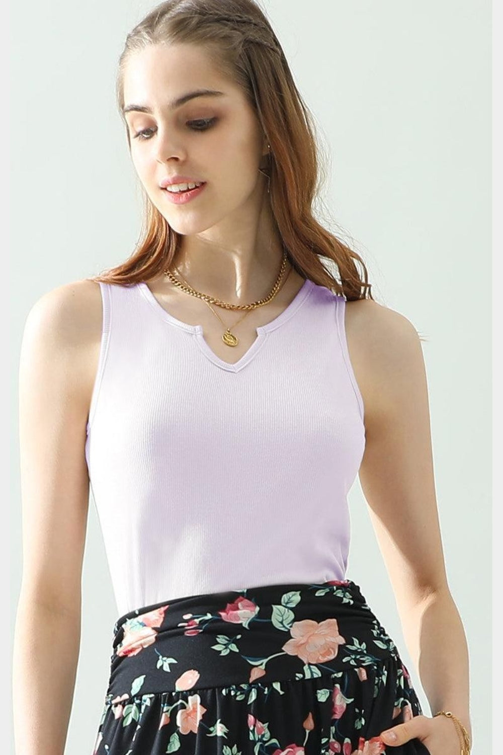 Ninexis Notched Rib Knit Tank - AllIn Computer