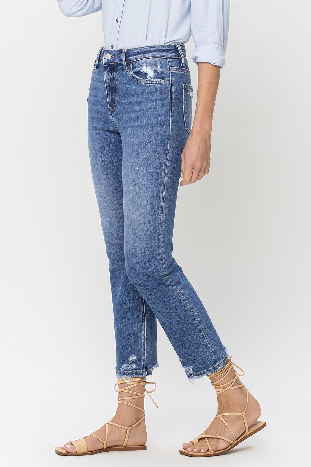 Lovervet High Rise Raw Hem Straight Jeans - AllIn Computer