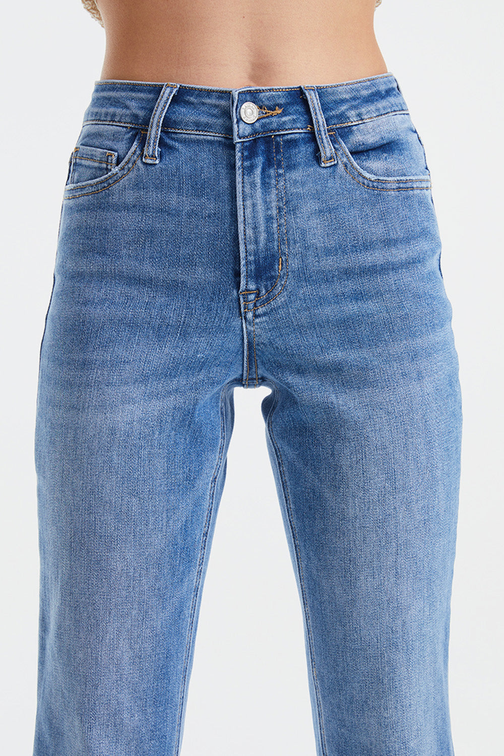BAYEAS Full Size High Waist Raw Hem Straight Jeans - AllIn Computer