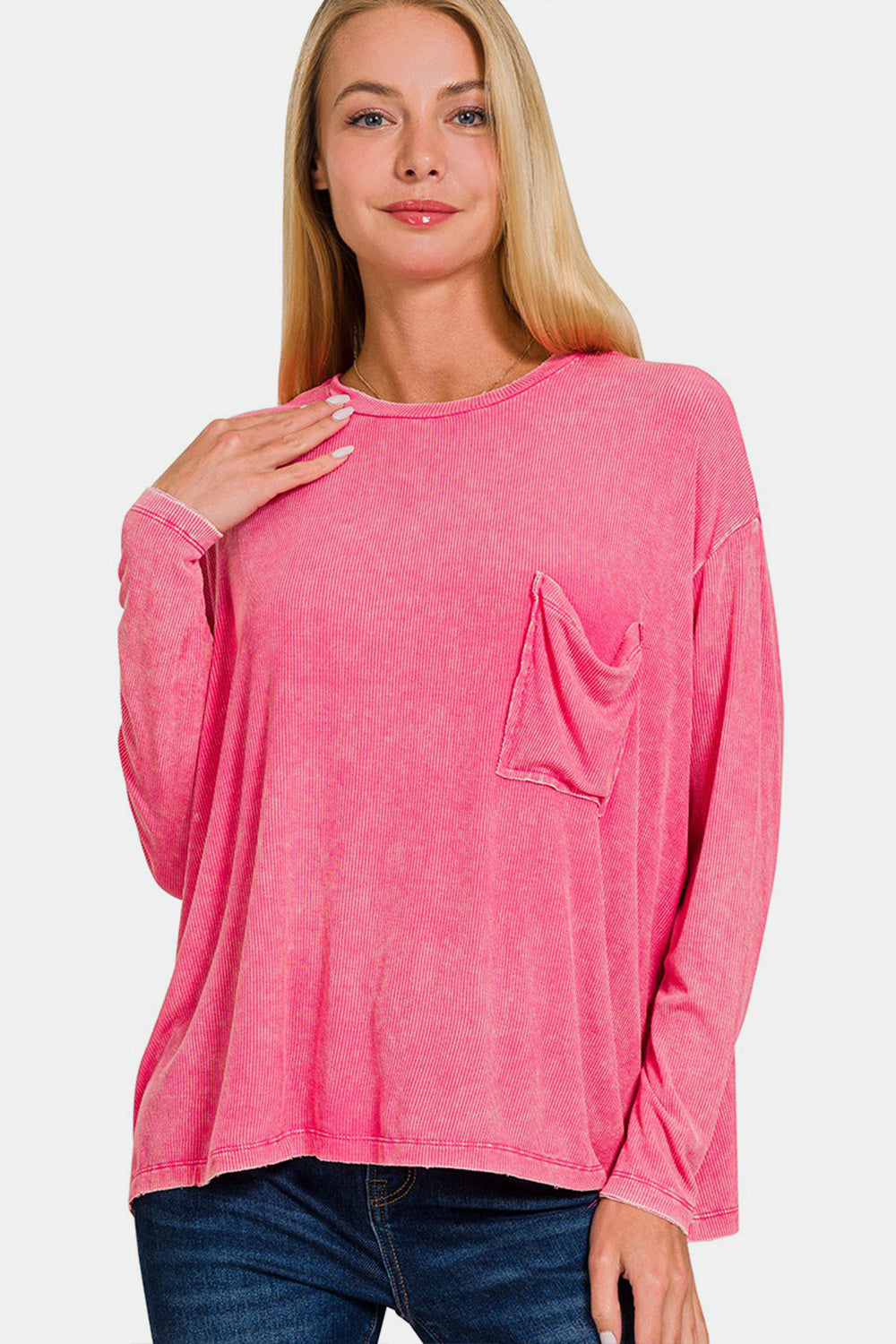 Zenana Round Neck Long Sleeve T-Shirt - AllIn Computer