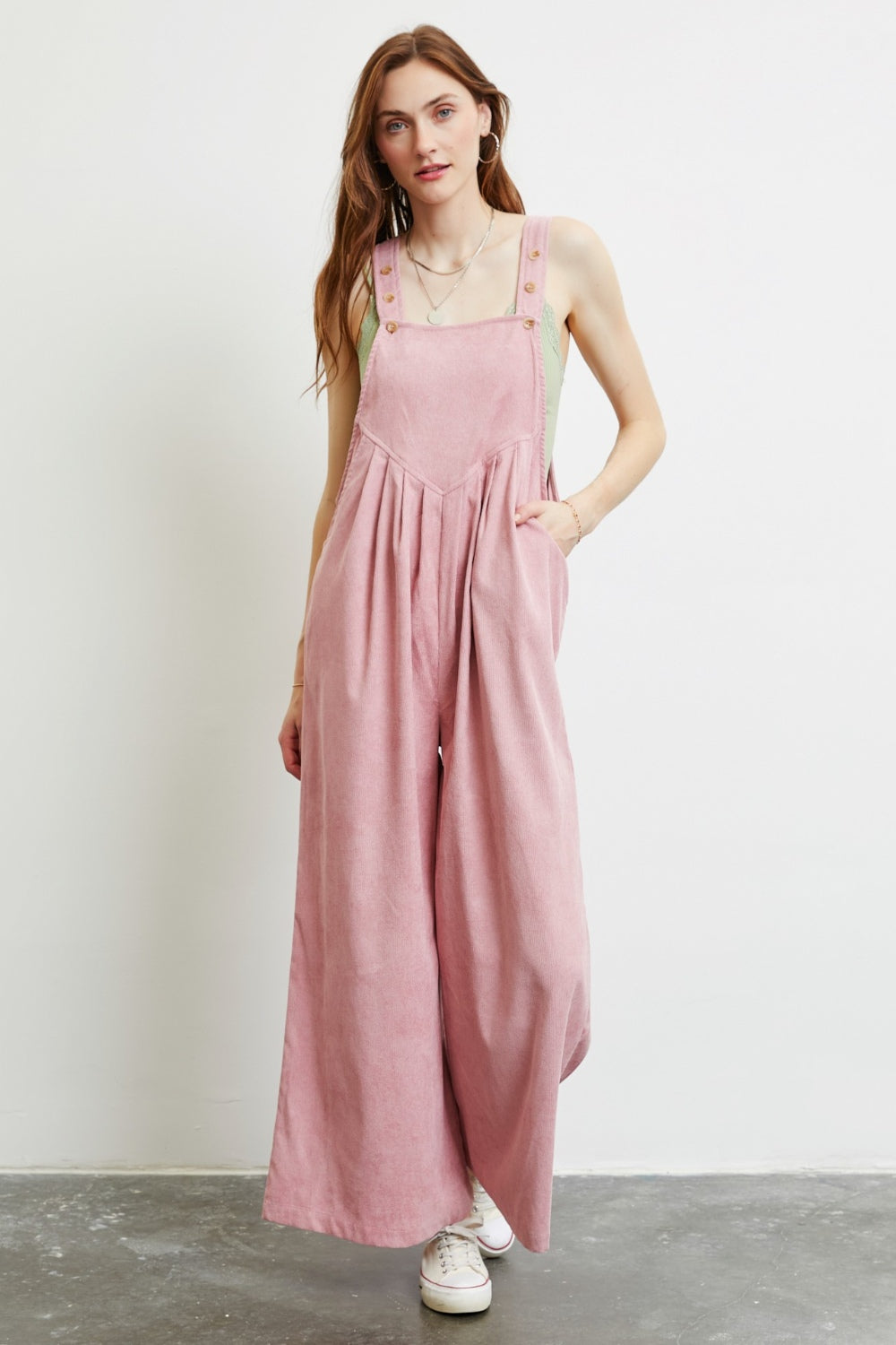 HEYSON Full Size Corduroy Sleeveless Wide-Leg Overall - AllIn Computer