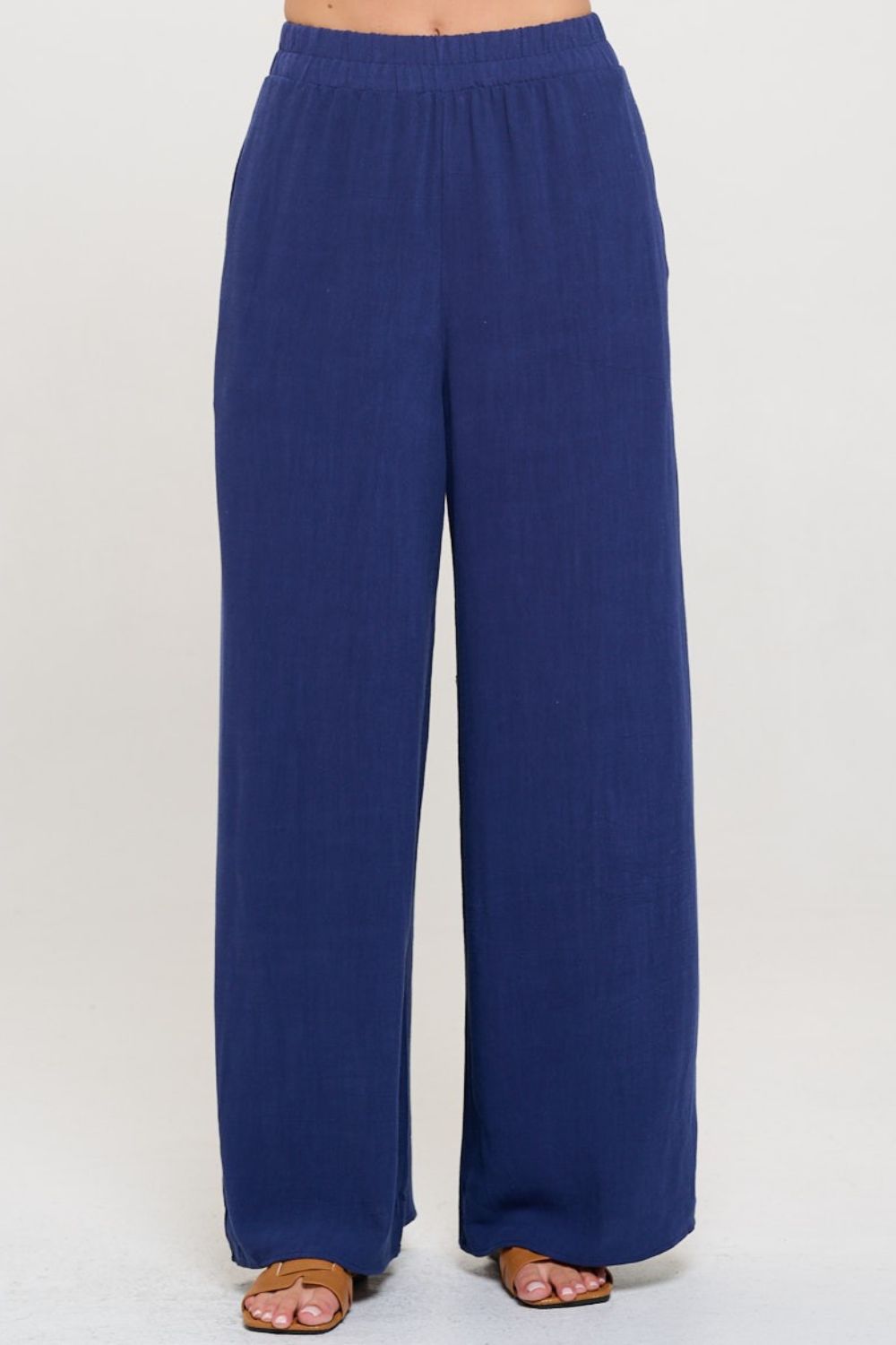 RENEE C Linen Wide Leg Pants with Pockets - AllIn Computer