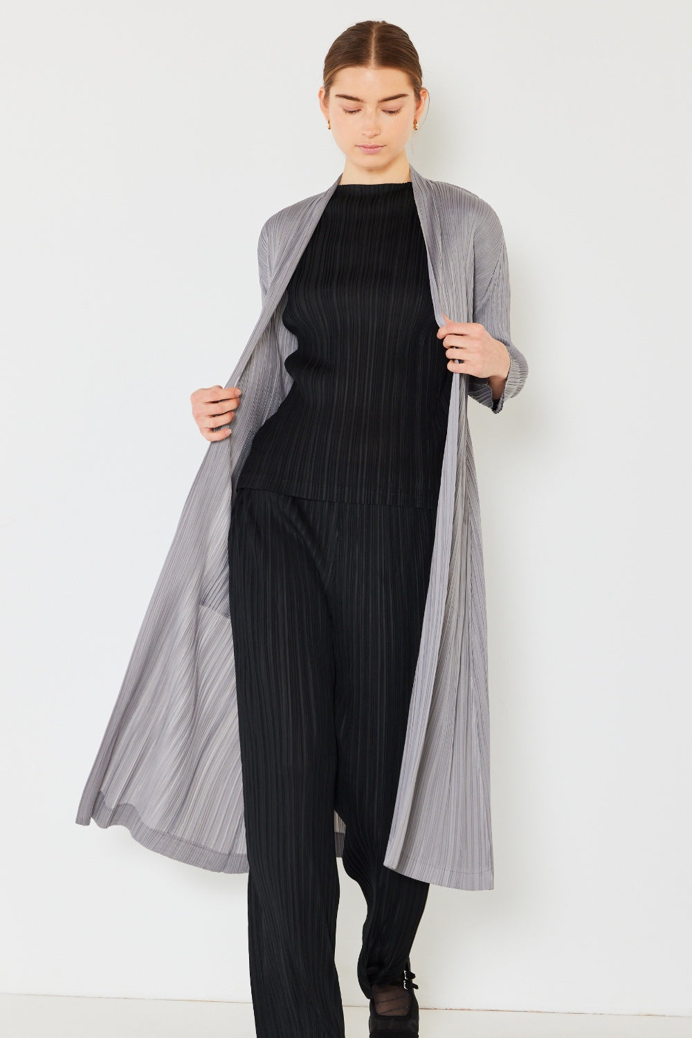 Marina West Swim Pleated Long Sleeve Cardigan - AllIn Computer