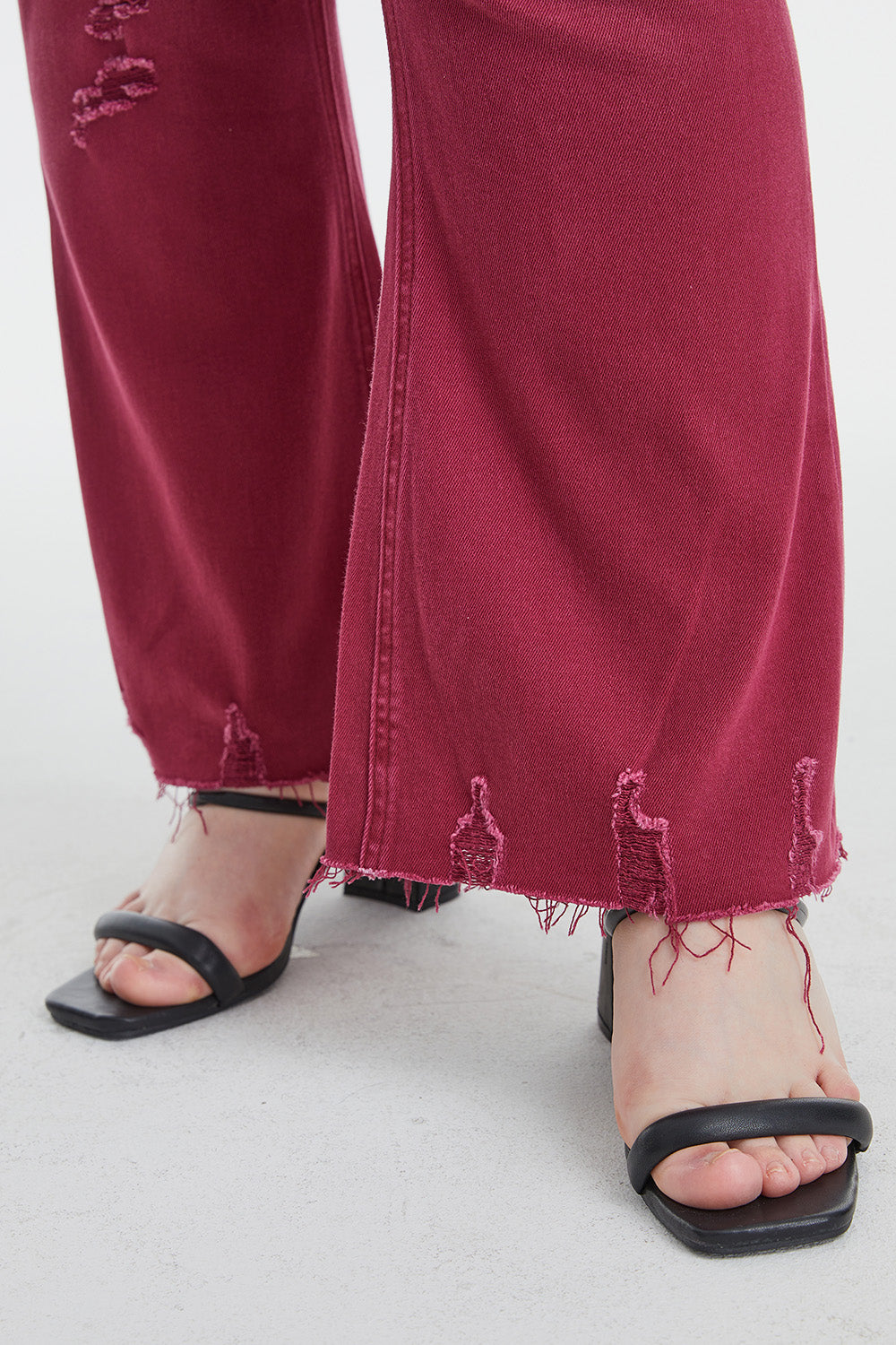BAYEAS Full Size High Waist Distressed Raw Hem Flare Jeans - AllIn Computer