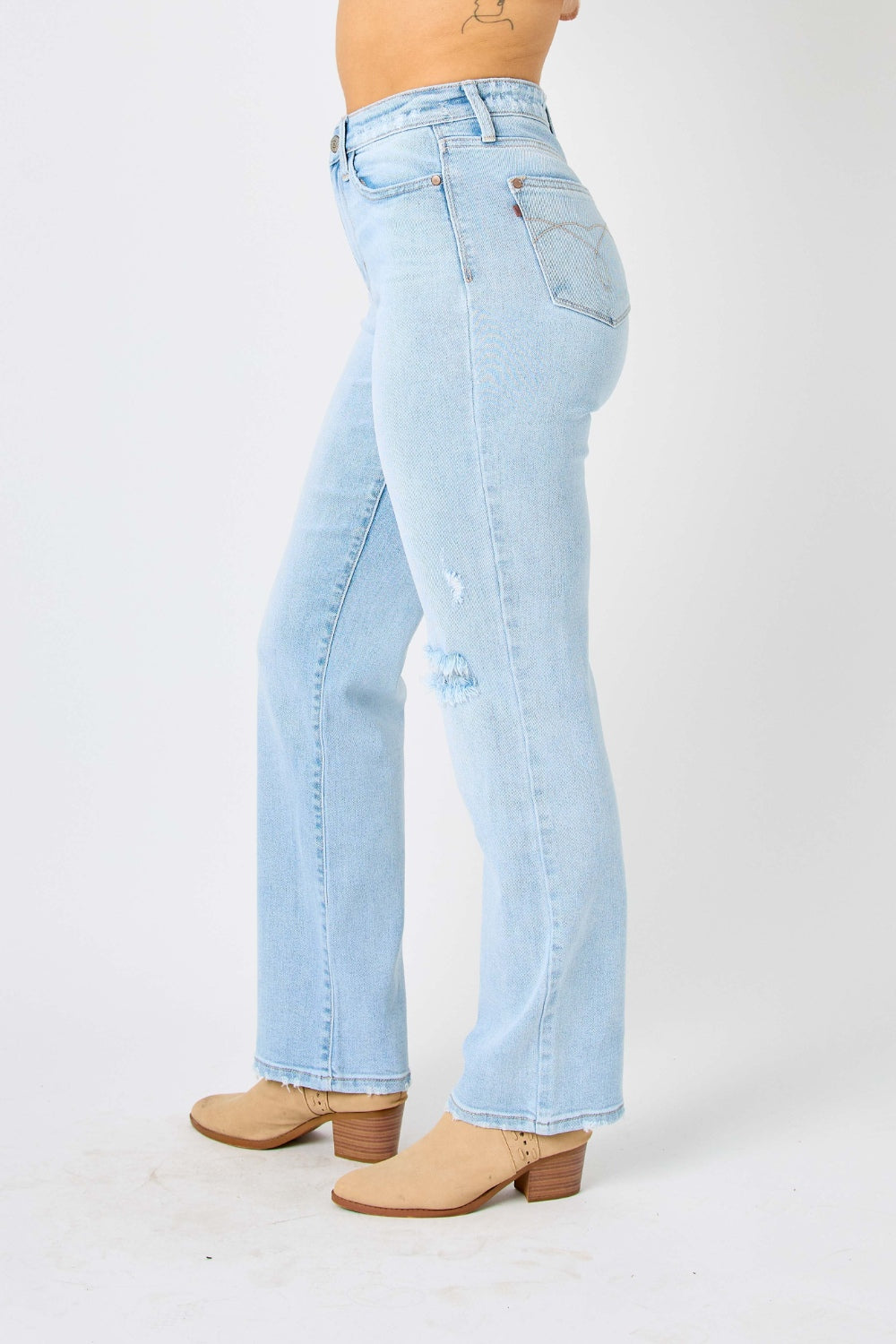 Judy Blue Full Size High Waist Distressed Straight Jeans - AllIn Computer