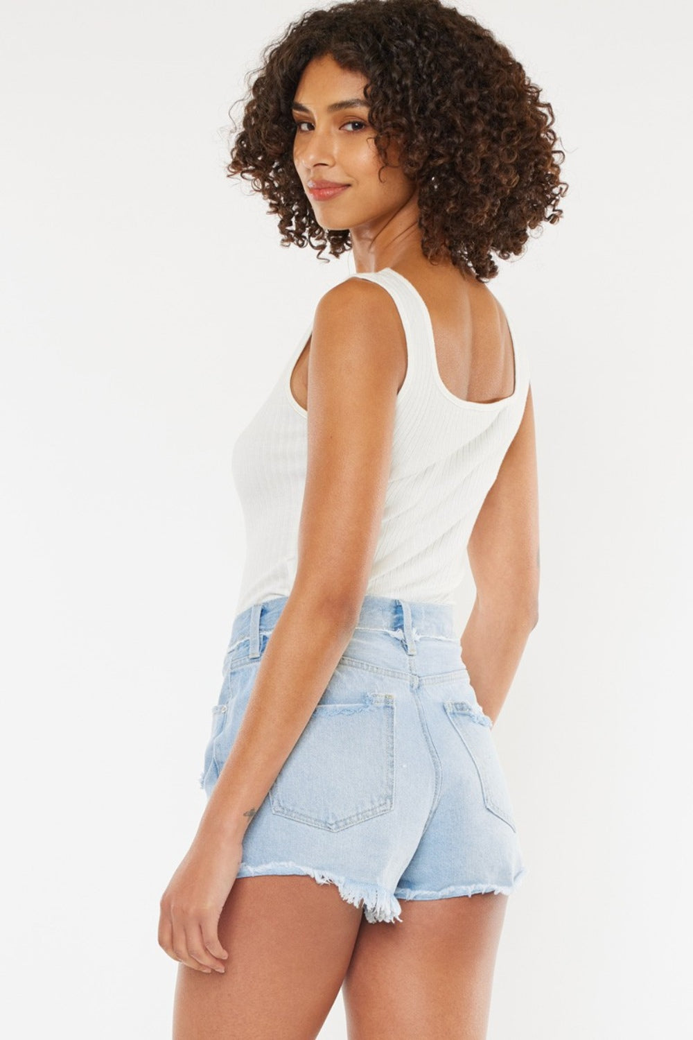 Kancan Distressed Button Fly Denim Shorts - AllIn Computer