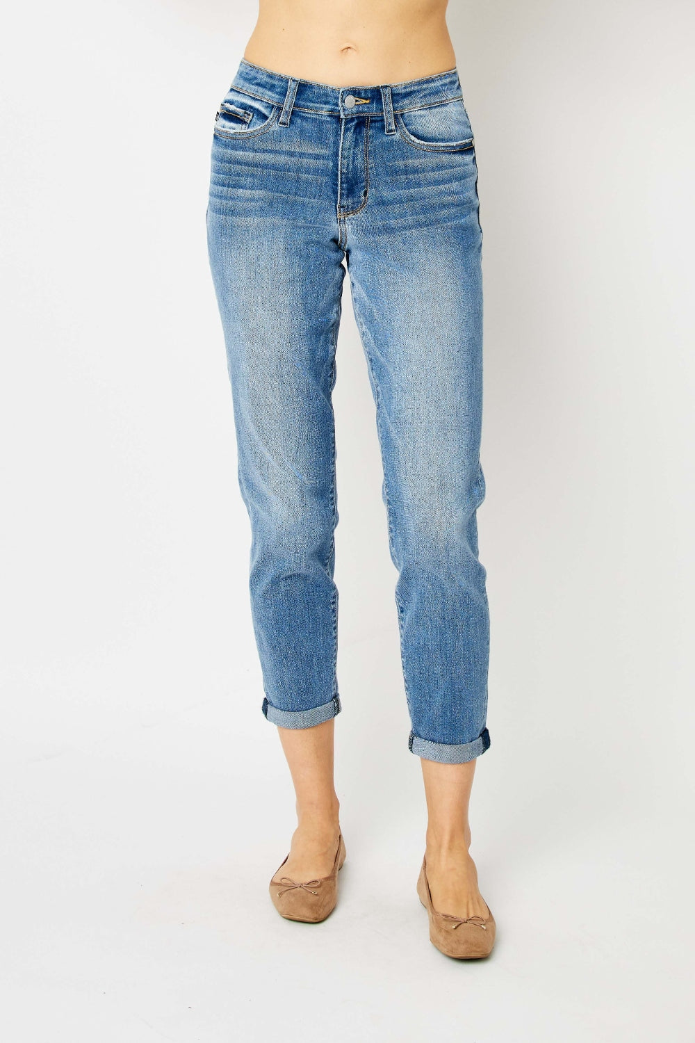 Judy Blue Full Size Cuffed Hem Slim Jeans - AllIn Computer