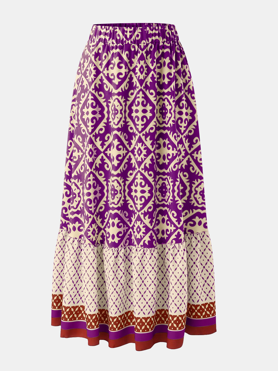 Geometric Elastic Waist Maxi Skirt - AllIn Computer