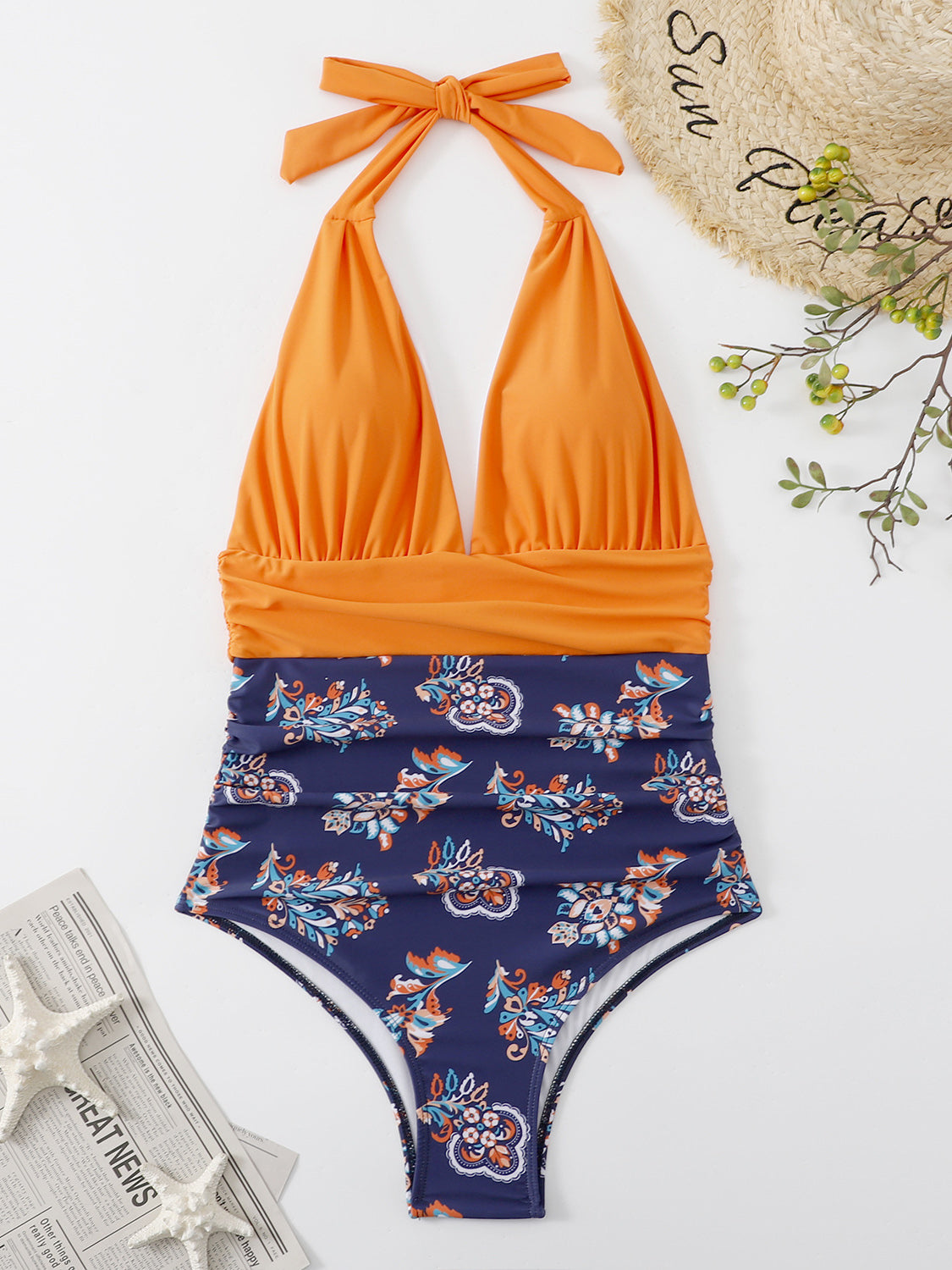 Halter Neck One-Piece Swimwear - AllIn Computer